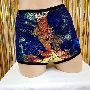 High rise Flip Sequin shorts Bronze/Blue